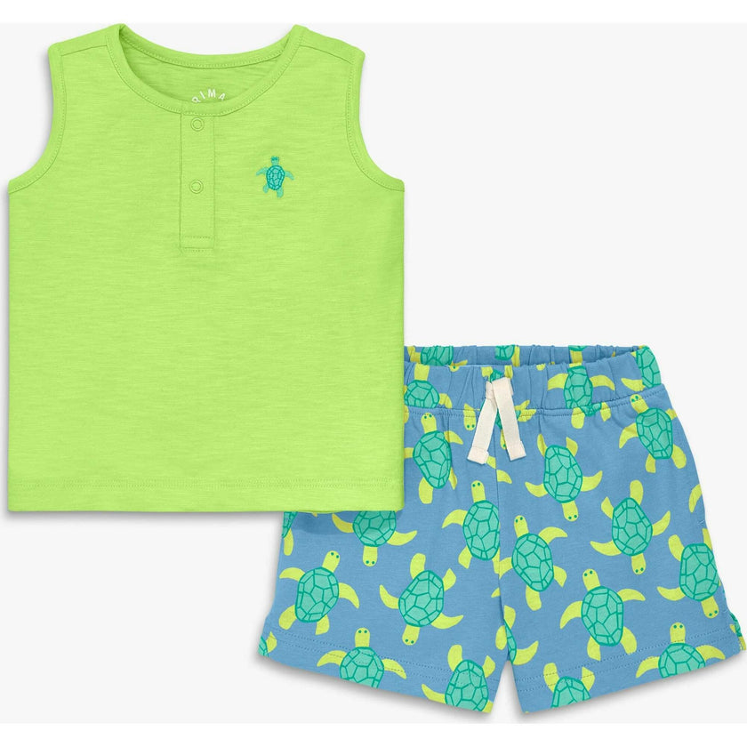 Baby tank and shorts set in sea turtles