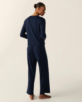 Women's Pointelle Cardigan in Navy
