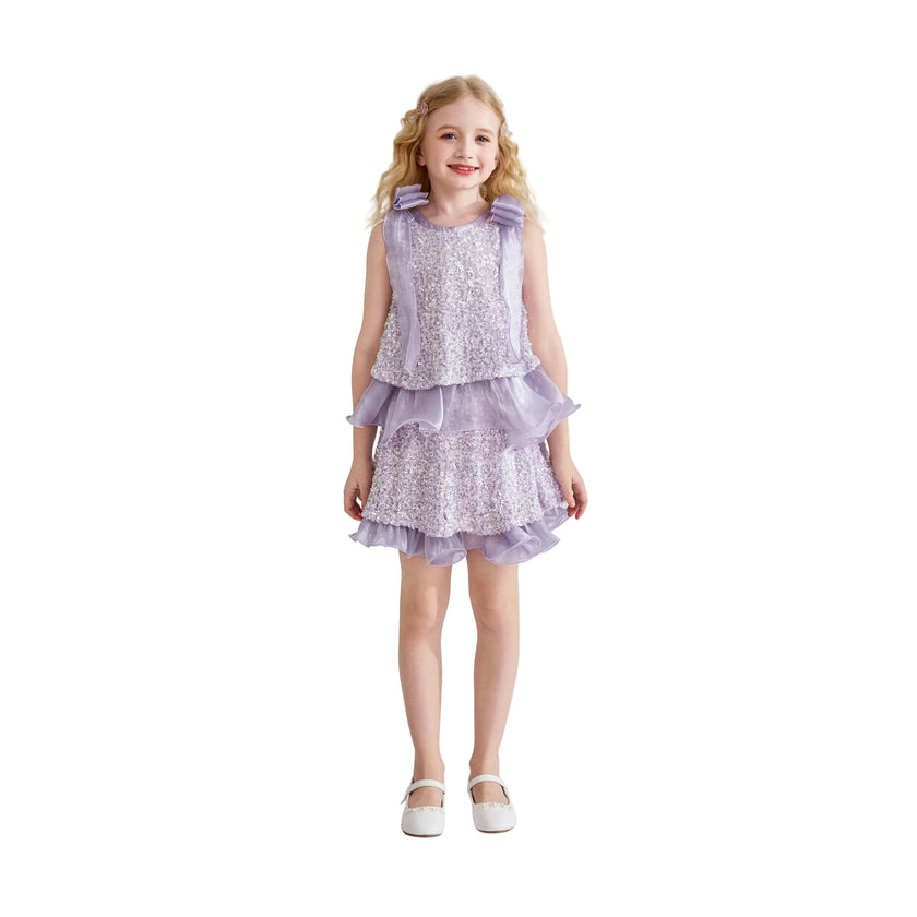Purple Althea Glitter Ruffle Skirt Set