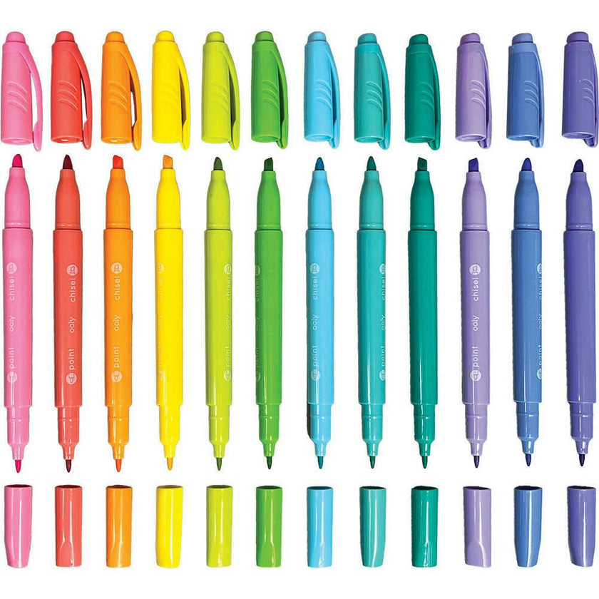 Pastel Hues Dual Tip Markers - Set of 12
