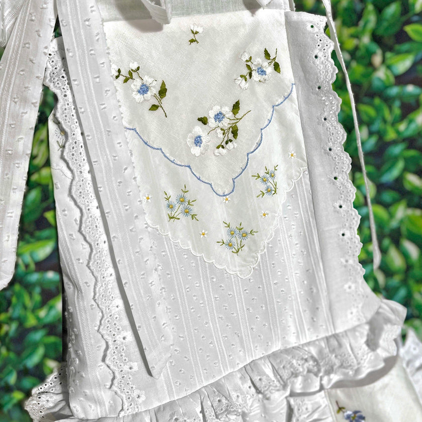 6y Drop-Waist Handkerchief Dress - Pastel Blue Flower Garden