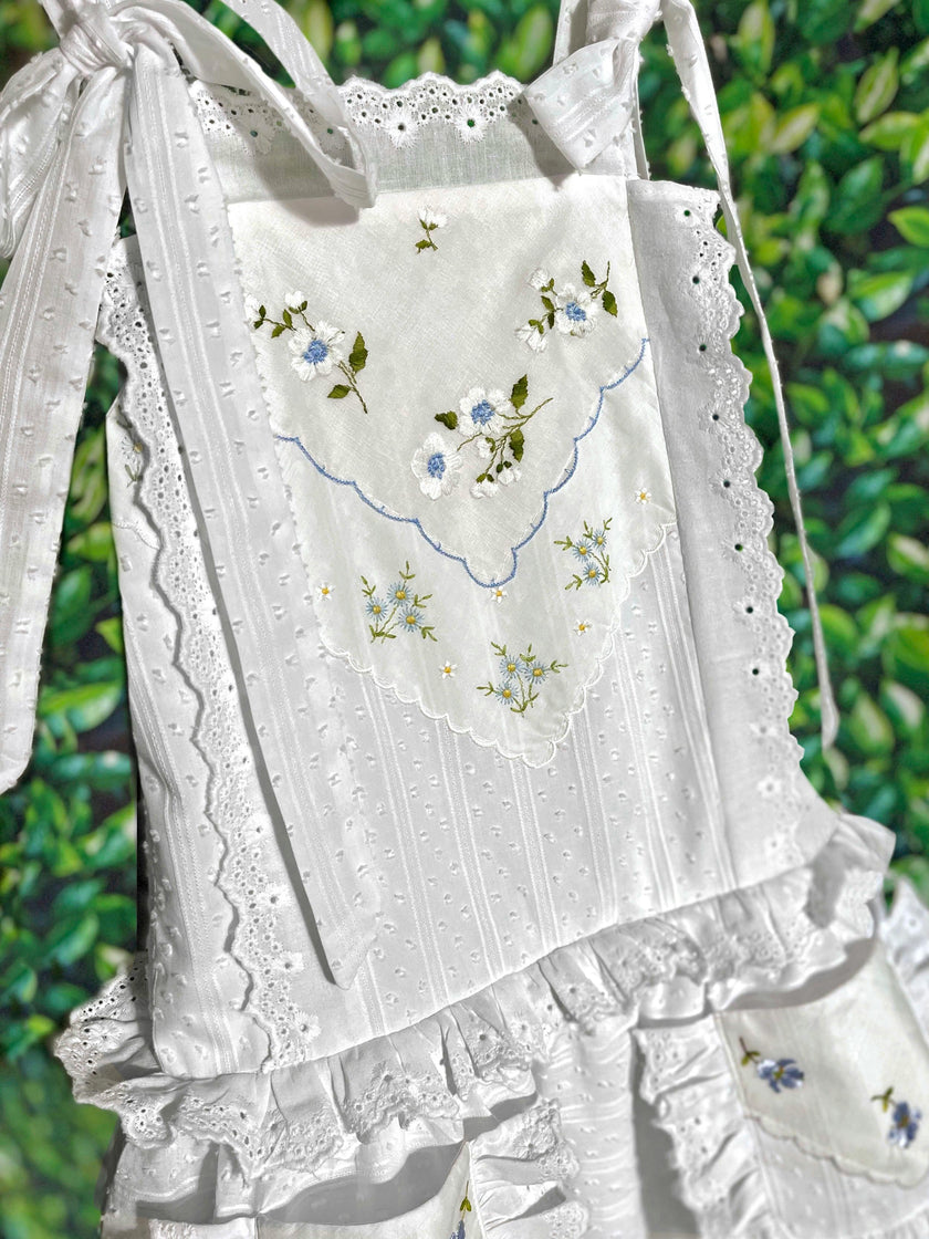 6y Drop-Waist Handkerchief Dress - Pastel Blue Flower Garden
