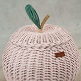 Handcrafted - Apple Storage Basket Pink (Medium) - Rattan Wicker