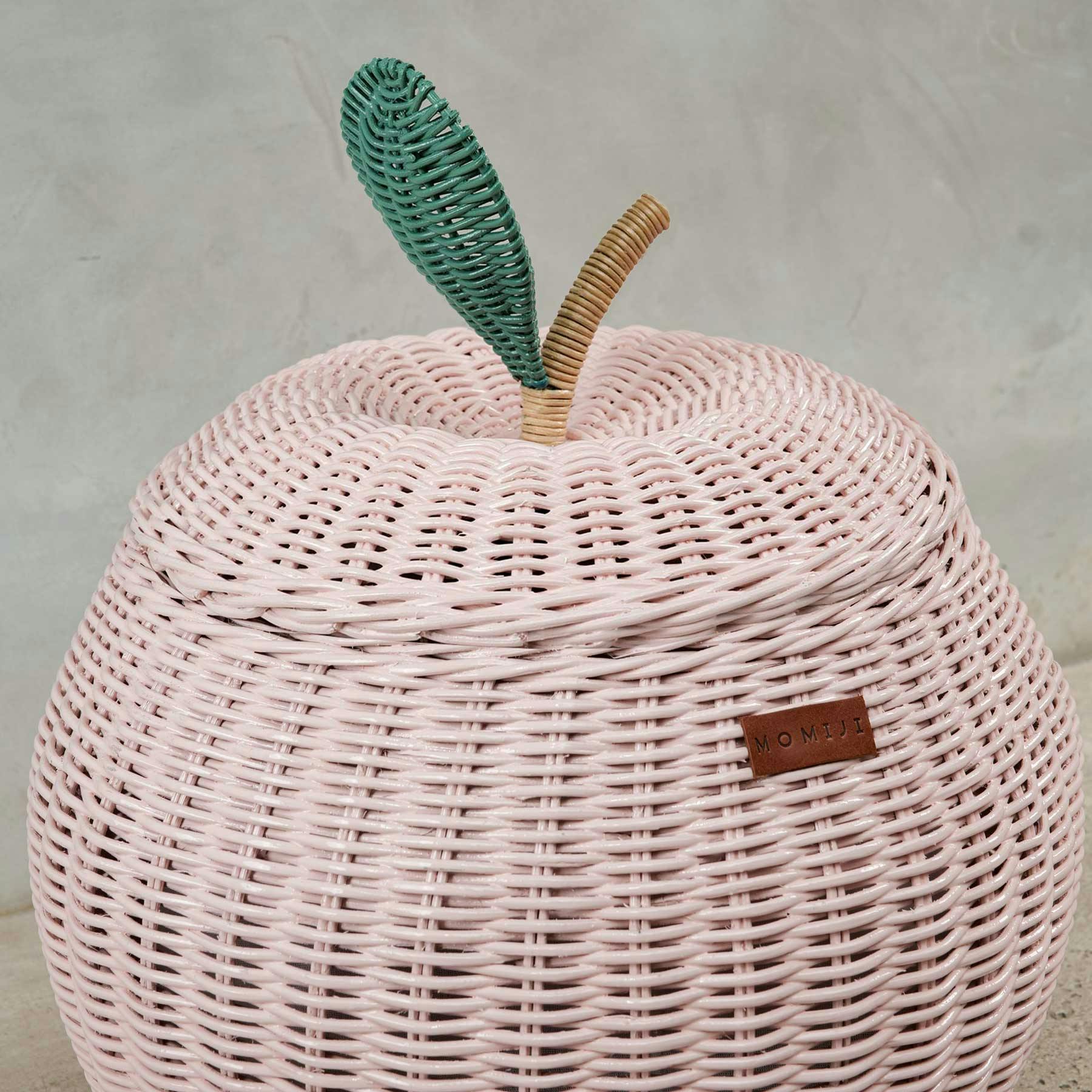 Handcrafted - Apple Storage Basket Pink (Medium) - Rattan Wicker