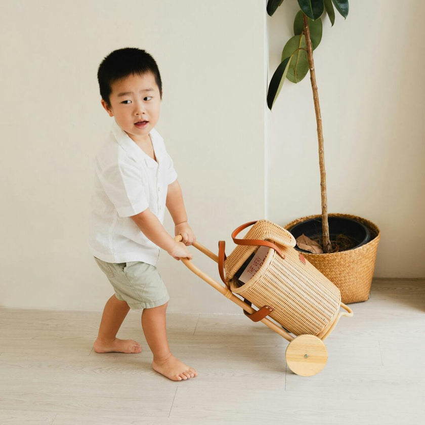 Handcrafted - Eric Kids Shopping Trolley - Rattan Wicker