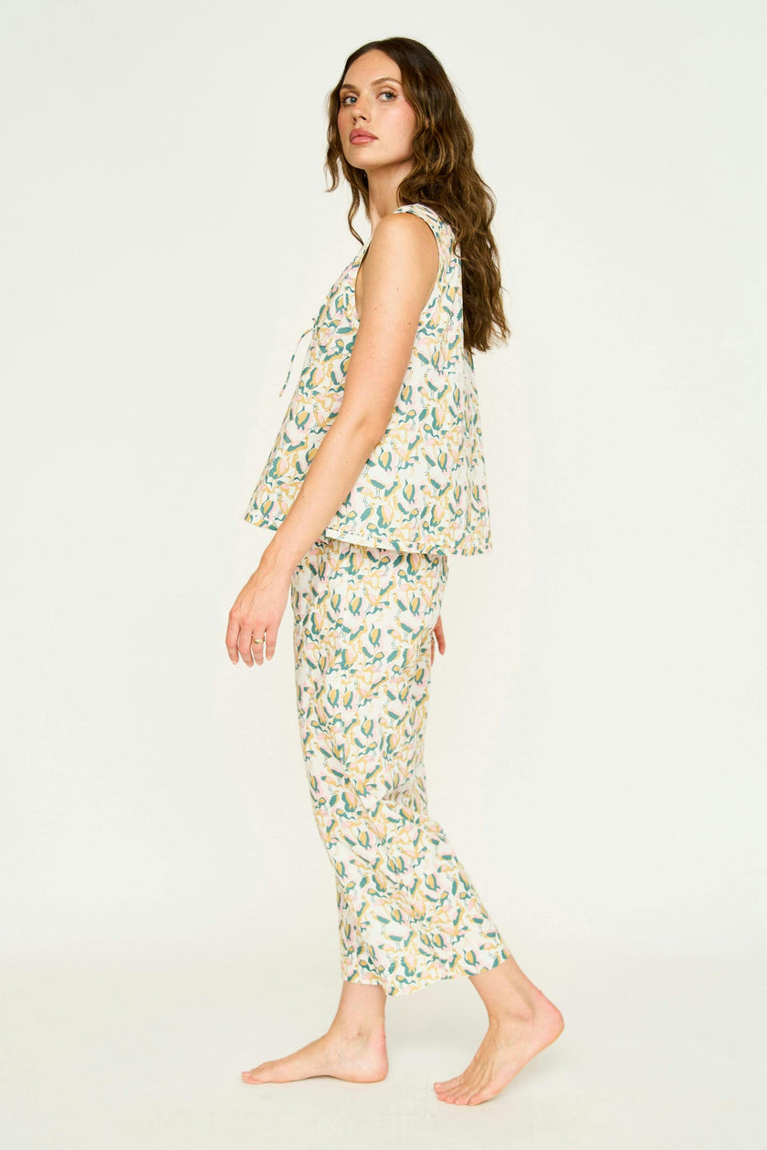 Pajama Pant & Camisole Set in Garden Bird
