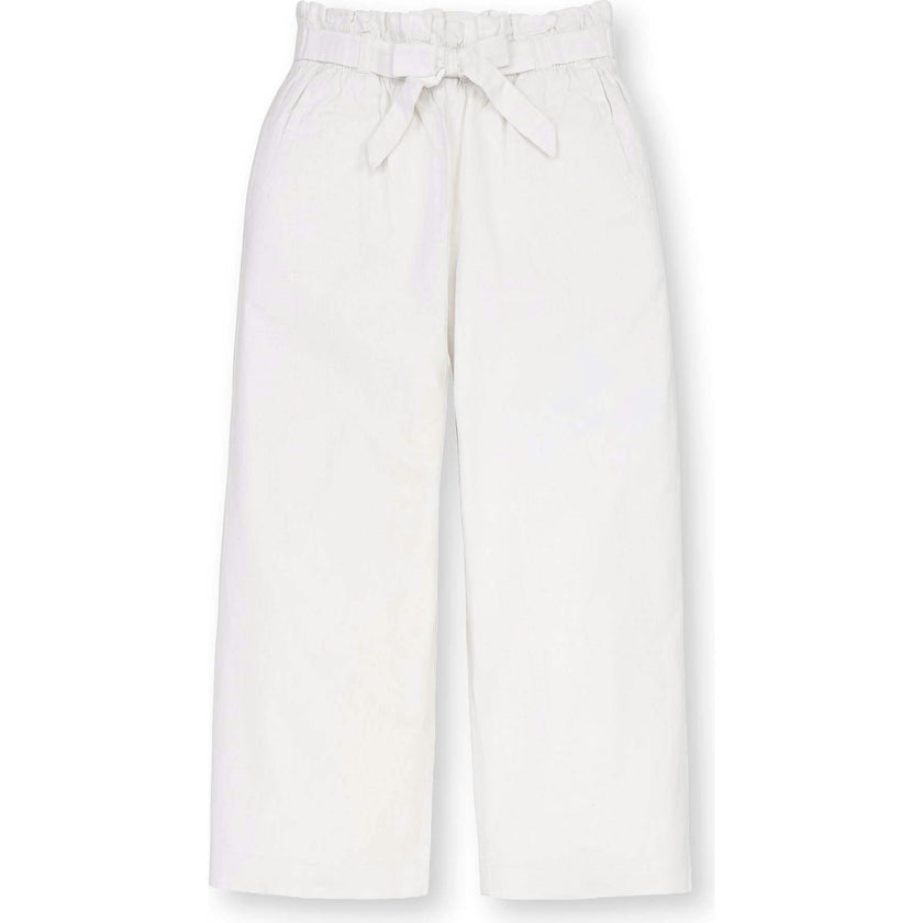 Linen Paper Bag Tie-Waist Pant, White