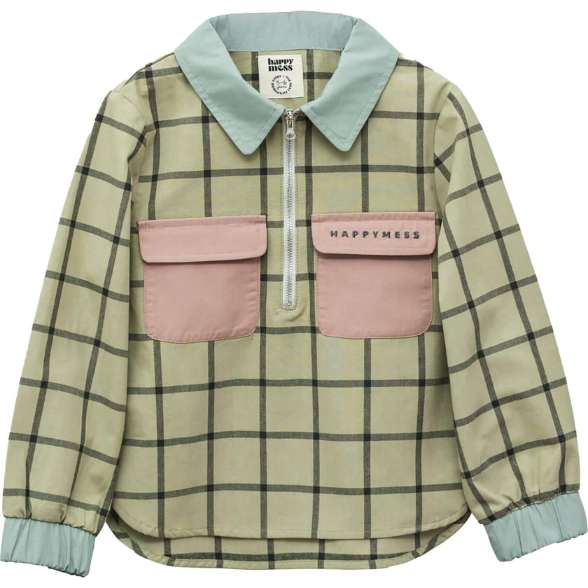 children's plaid shirt - misty green