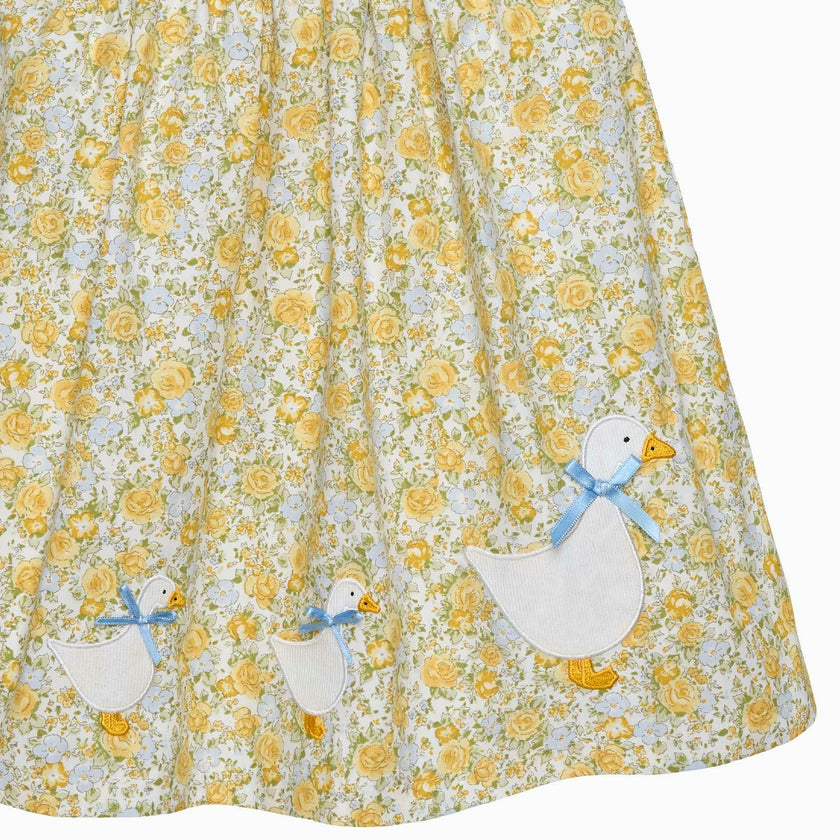 Baby Rosie Smocked Duck Dress in Yellow Rose Floral