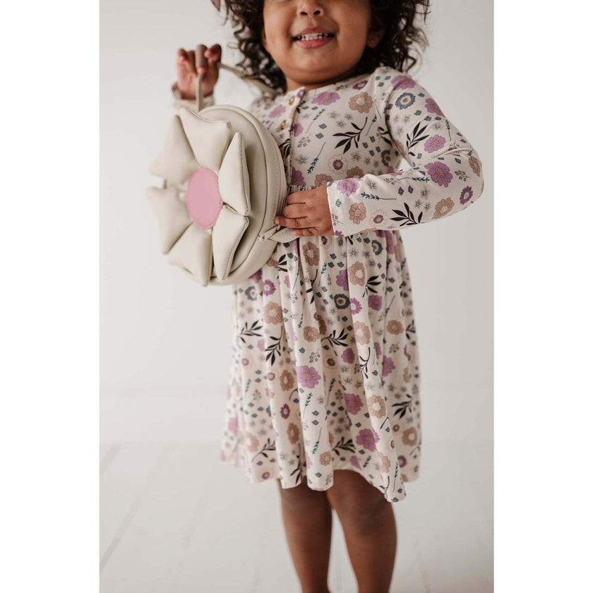 Long Sleeve Henley Dress Winter Floral