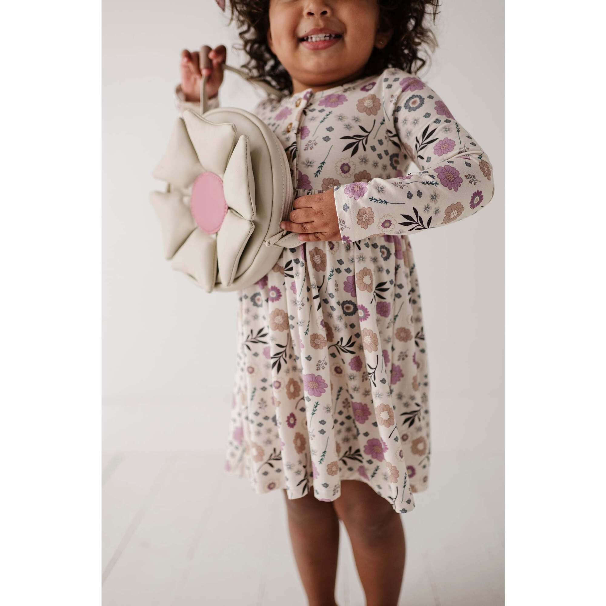 Long Sleeve Henley Dress Winter Floral