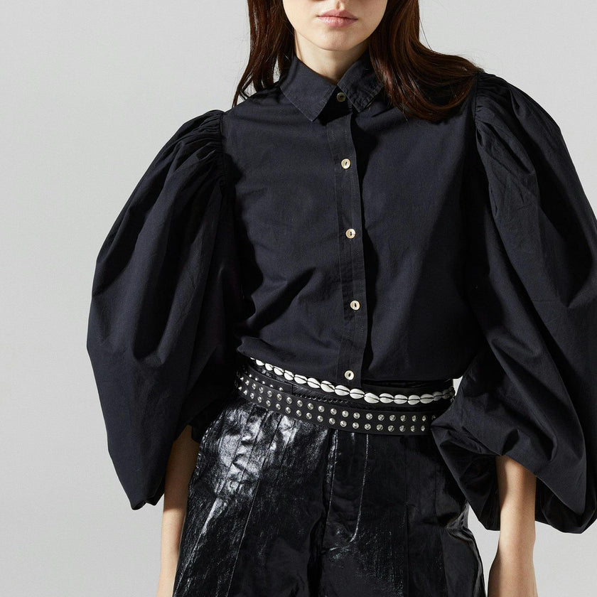Frida Metallic Linen Shorts - Black