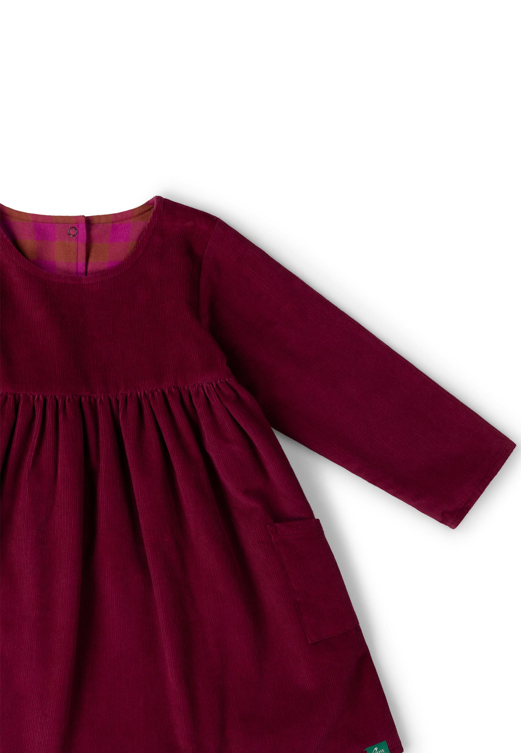 Berry Reversible Corduroy Pocket Dress, Purple