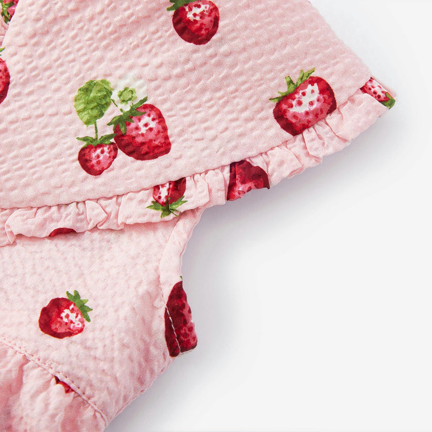 Strawberry Ruffle Collar One Piece Dress