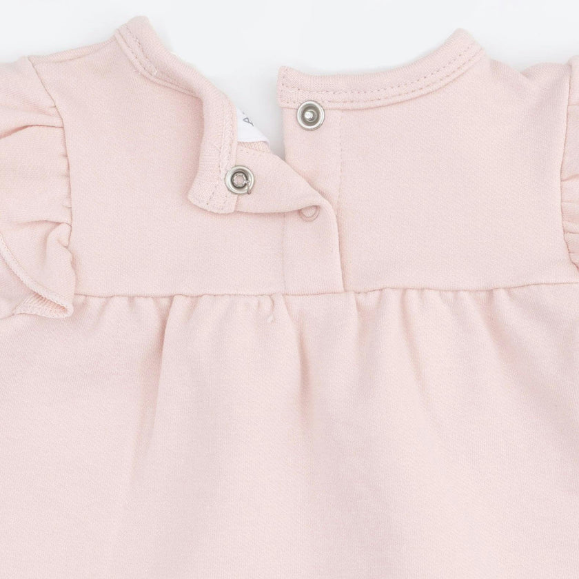 Veiled Pink Bows - Long Sleeve Sweatshirt with Ruffles and Leggings