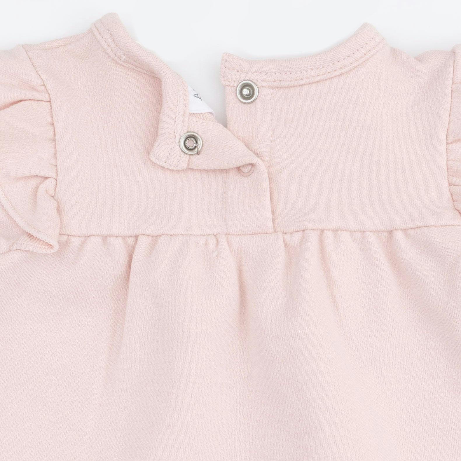 Veiled Pink Bows - Long Sleeve Sweatshirt with Ruffles and Leggings