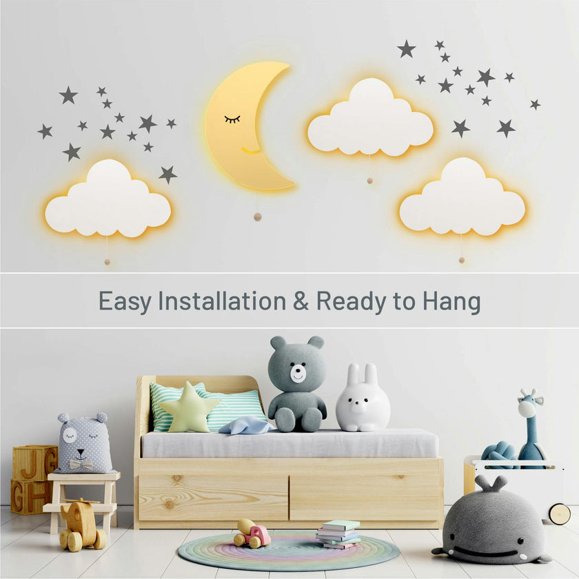 LumiDreams Wall Light - Kid's Decor Nightlight Moon