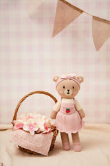 Emma the bear with strawberry Pink & natural - 11"