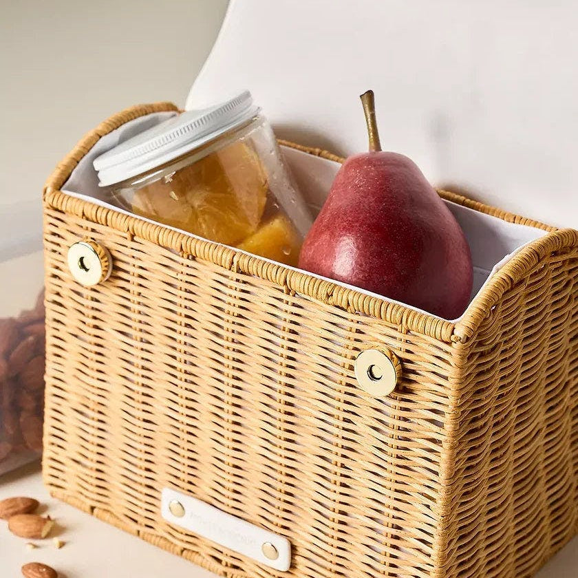 Mini Insulated Hand-Woven Wicker Lunchbox