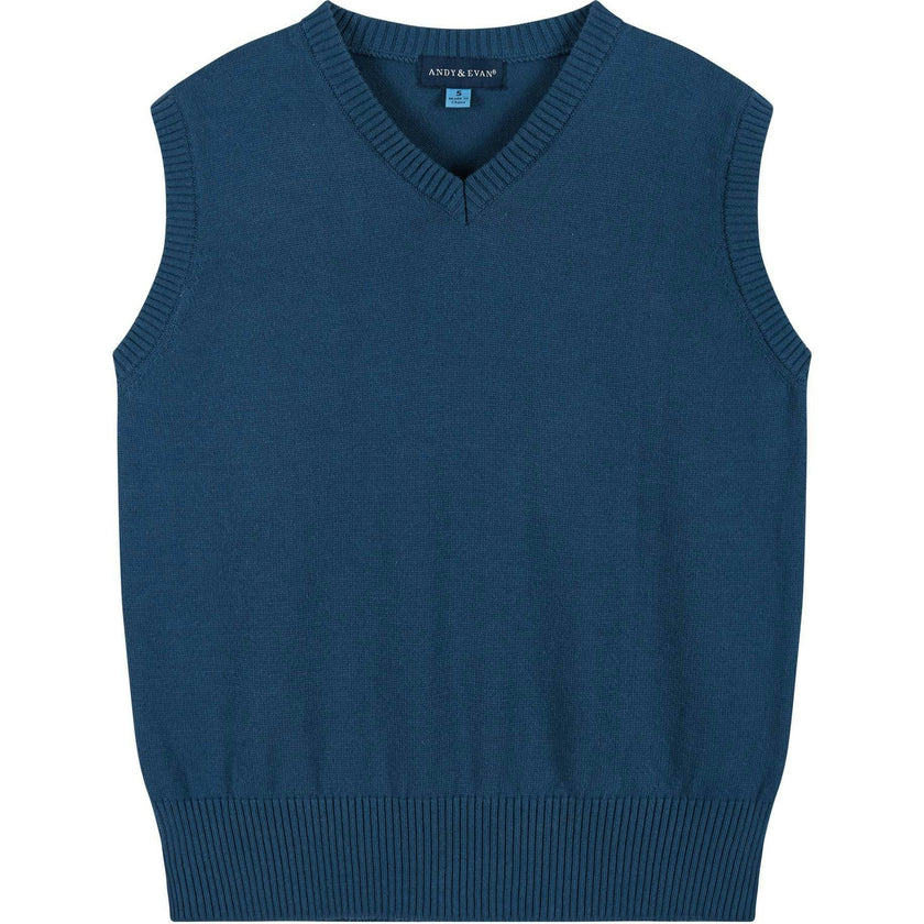 Boys 4-Piece Vest Set | Navy & Khaki Plaid