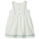 LARANJINHA Embroidered Weekend Dress - Off-White & Salmon