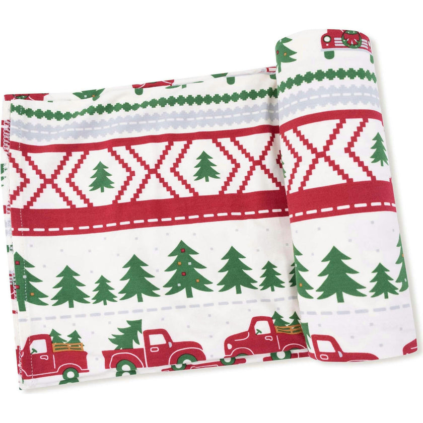 Red Truck Fair Isle - Swaddle Blanket