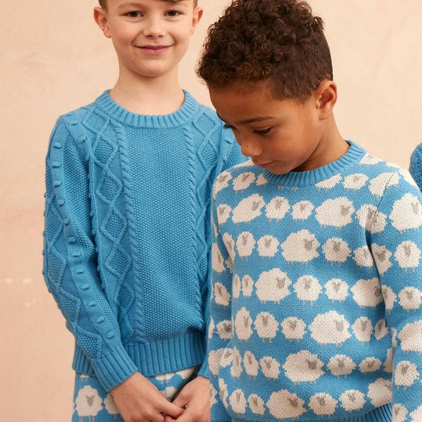 Cable Popcorn Jumper | Iceland Blue