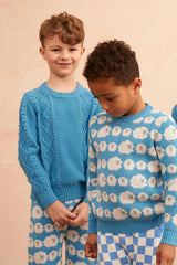 Cable Popcorn Jumper | Iceland Blue