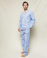 Men's Twill Pajama Set in French Blue Stripes