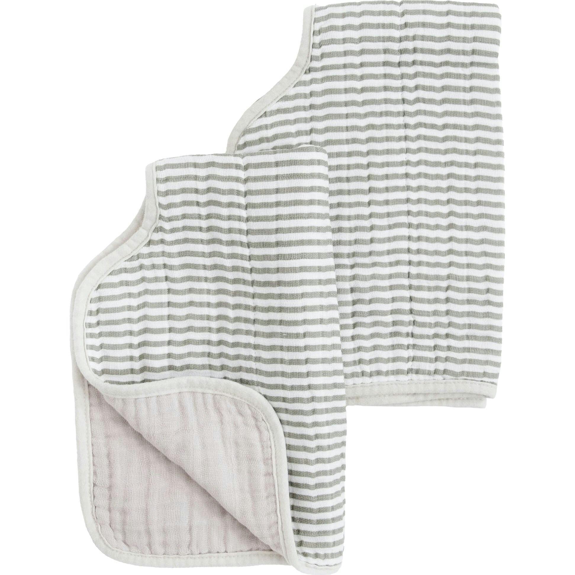 Cotton Muslin Burp Cloth 2 Pack - Grey Stripe