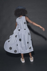 Coral Reef Apron Dress White&Black Flower Print