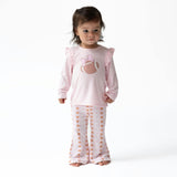 Football Bow Stripe - Long Sleeve Ruffle Tee and Baby Bells