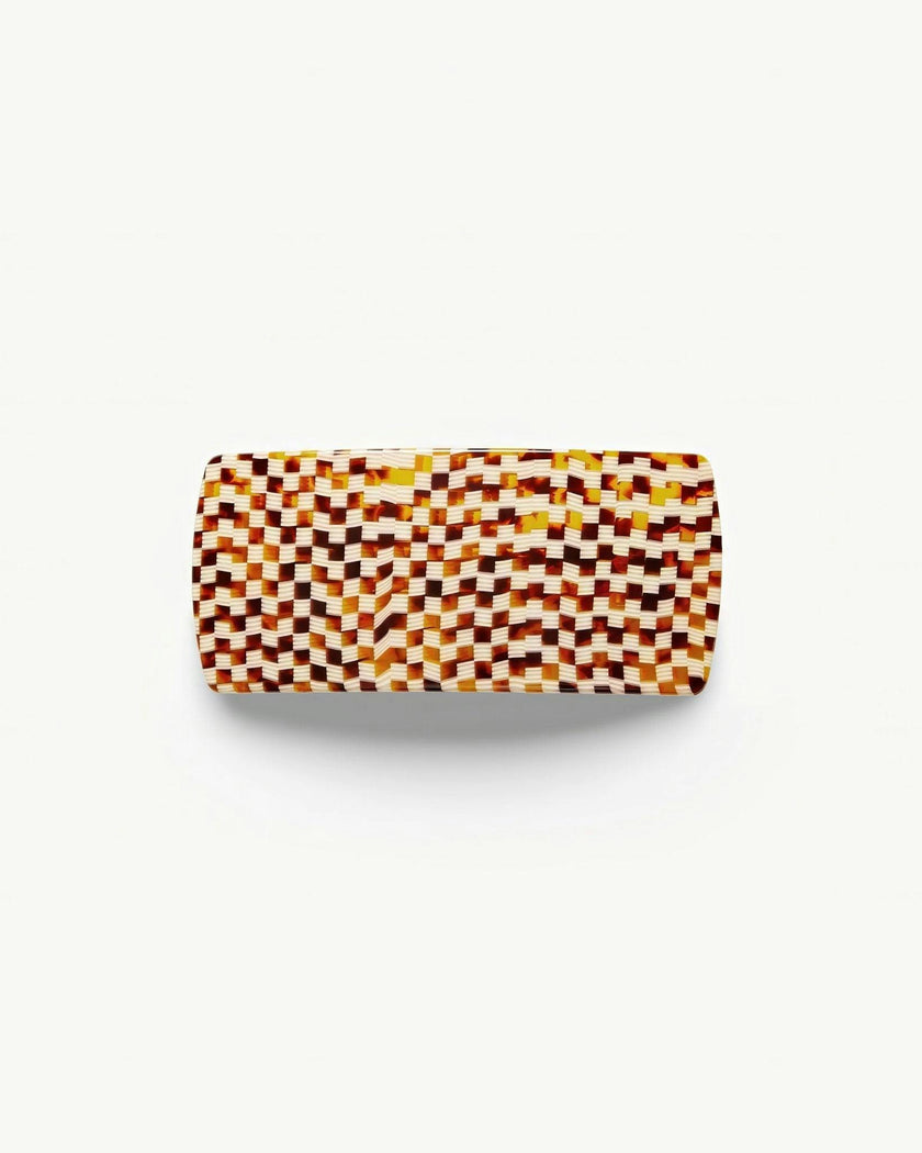 Jumbo Box Barrette in Tortoise Checker