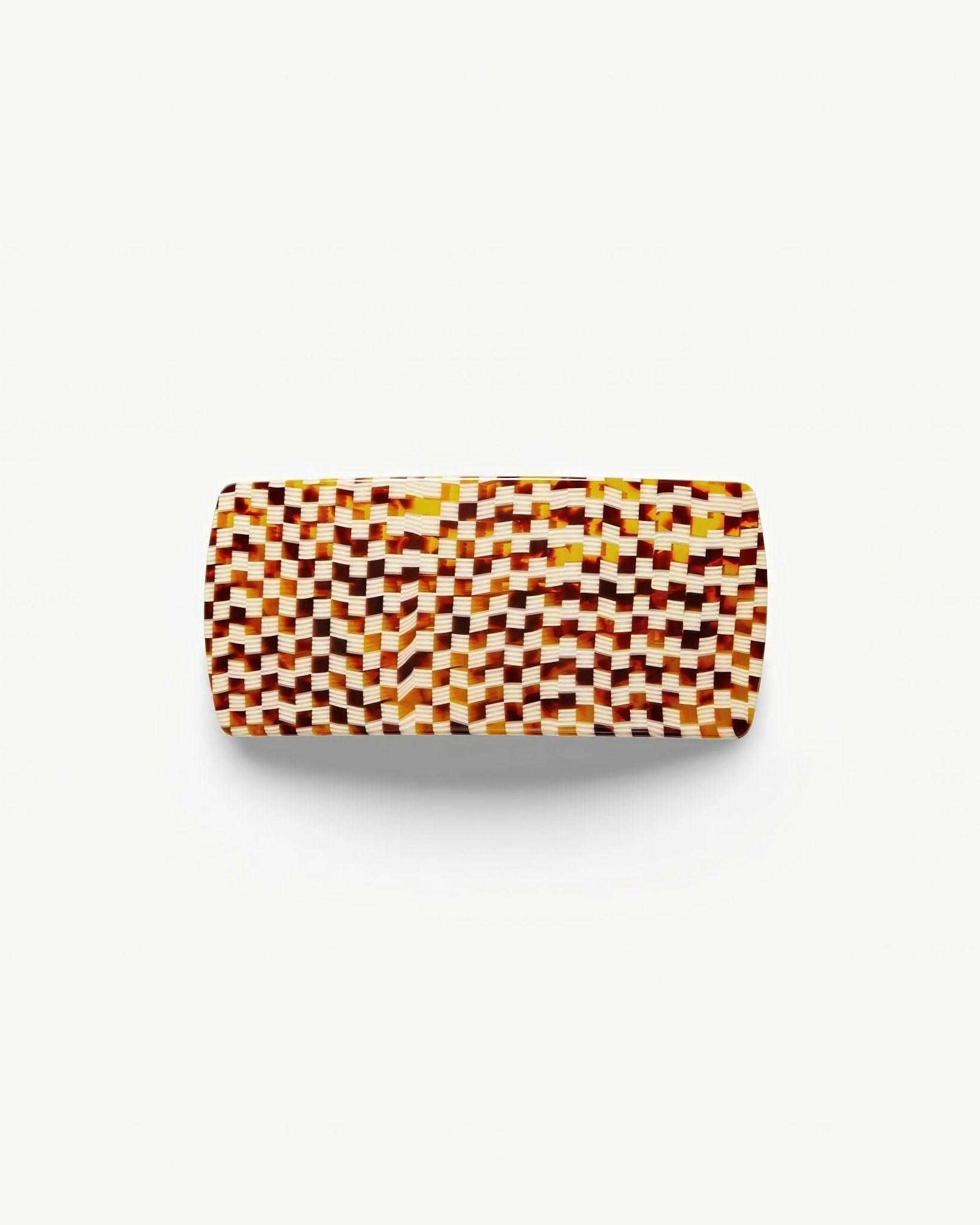 Jumbo Box Barrette in Tortoise Checker