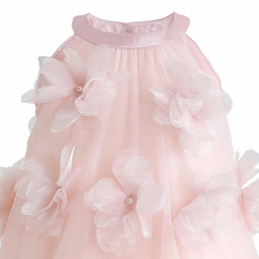 Pink Veloura Floral Bow Dress