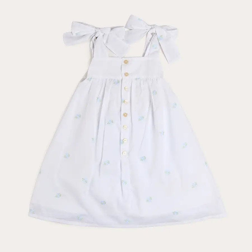 Bluebell Embroidered Bow Shoulder Tie Night Dress in White (18mths- 10yrs)