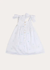 Bluebell Embroidered Bow Shoulder Tie Night Dress in White (18mths- 10yrs)