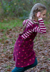 Pink Flowers Reversible Pinafore Dress, Purple