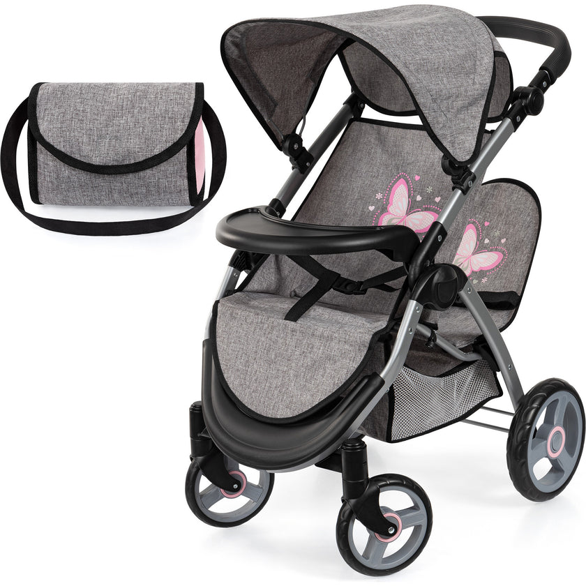 Bayer Design Dolls: Twin Star Stroller - Grey