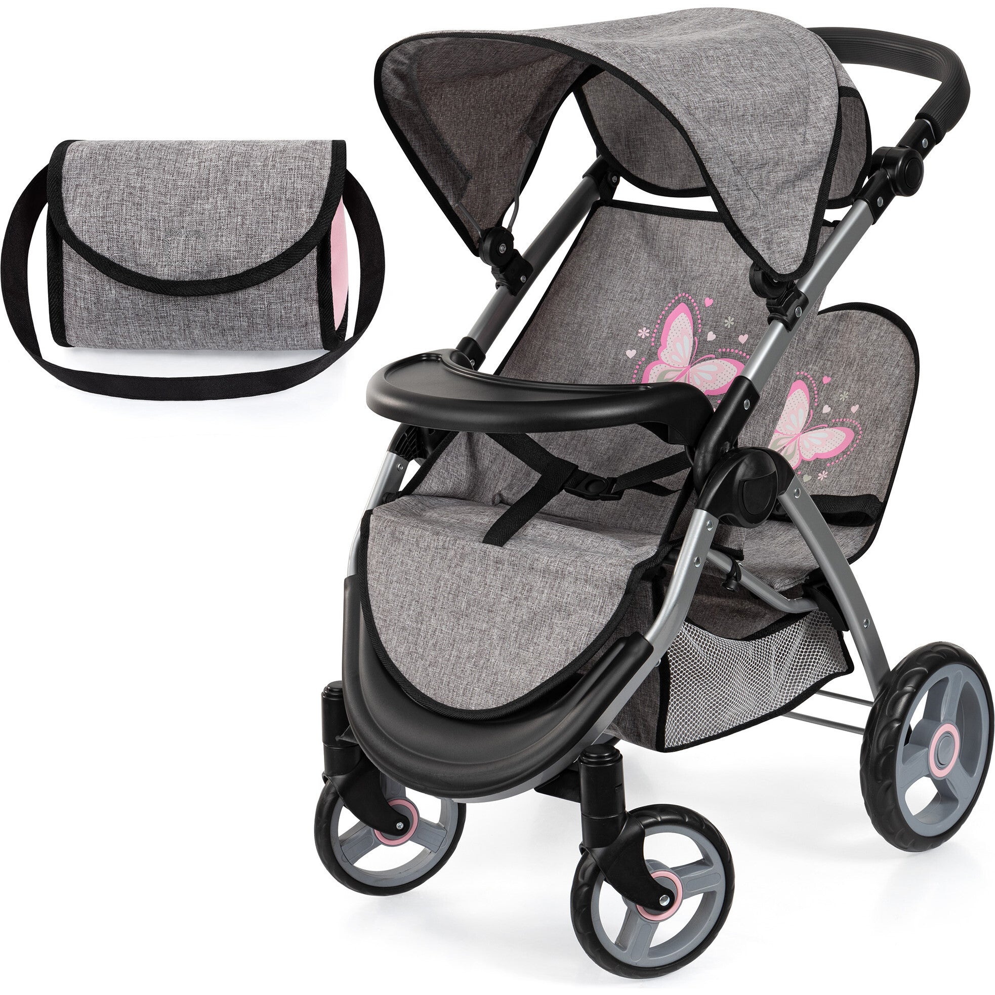 Bayer Design Dolls: Twin Star Stroller - Grey