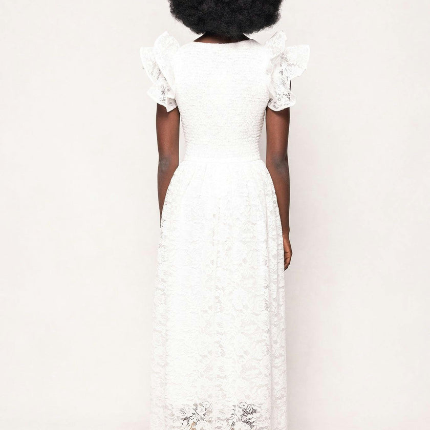 Hattie Dress in White Lace