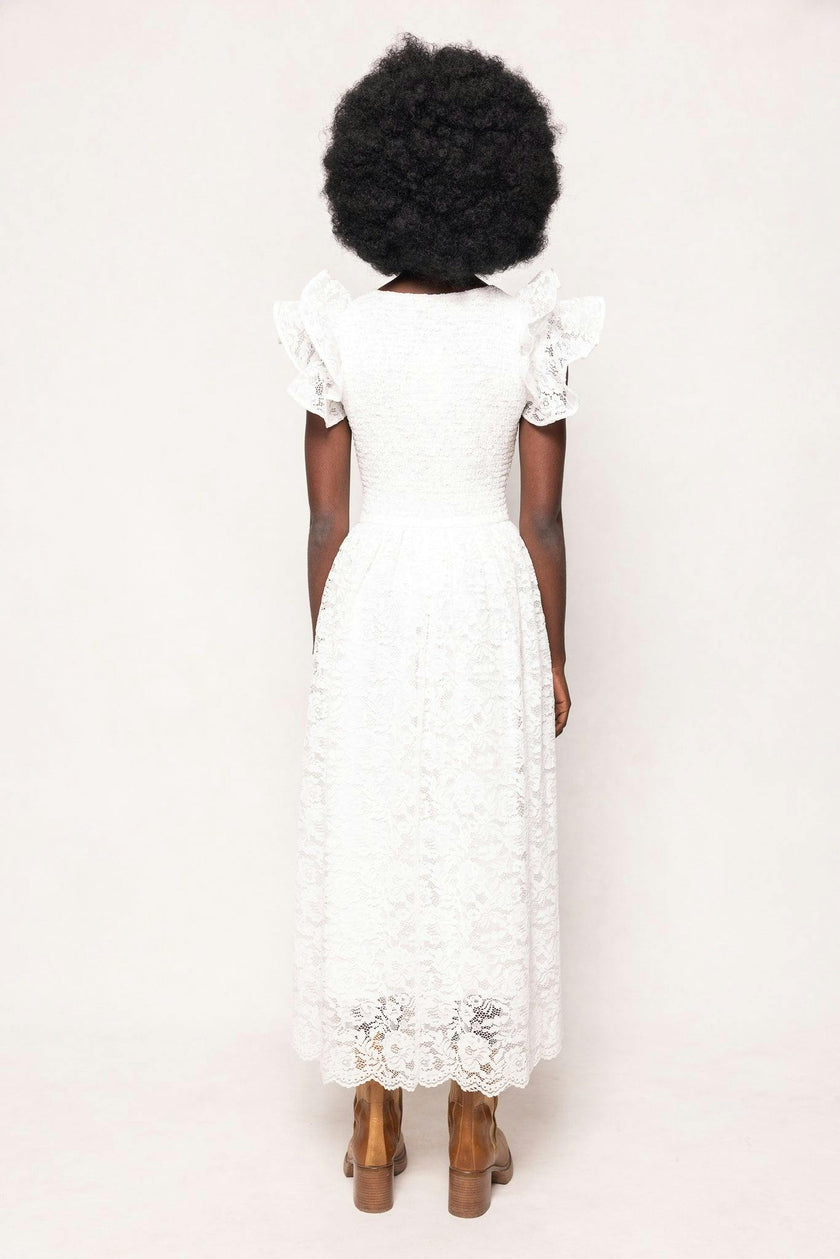 Hattie Dress in White Lace