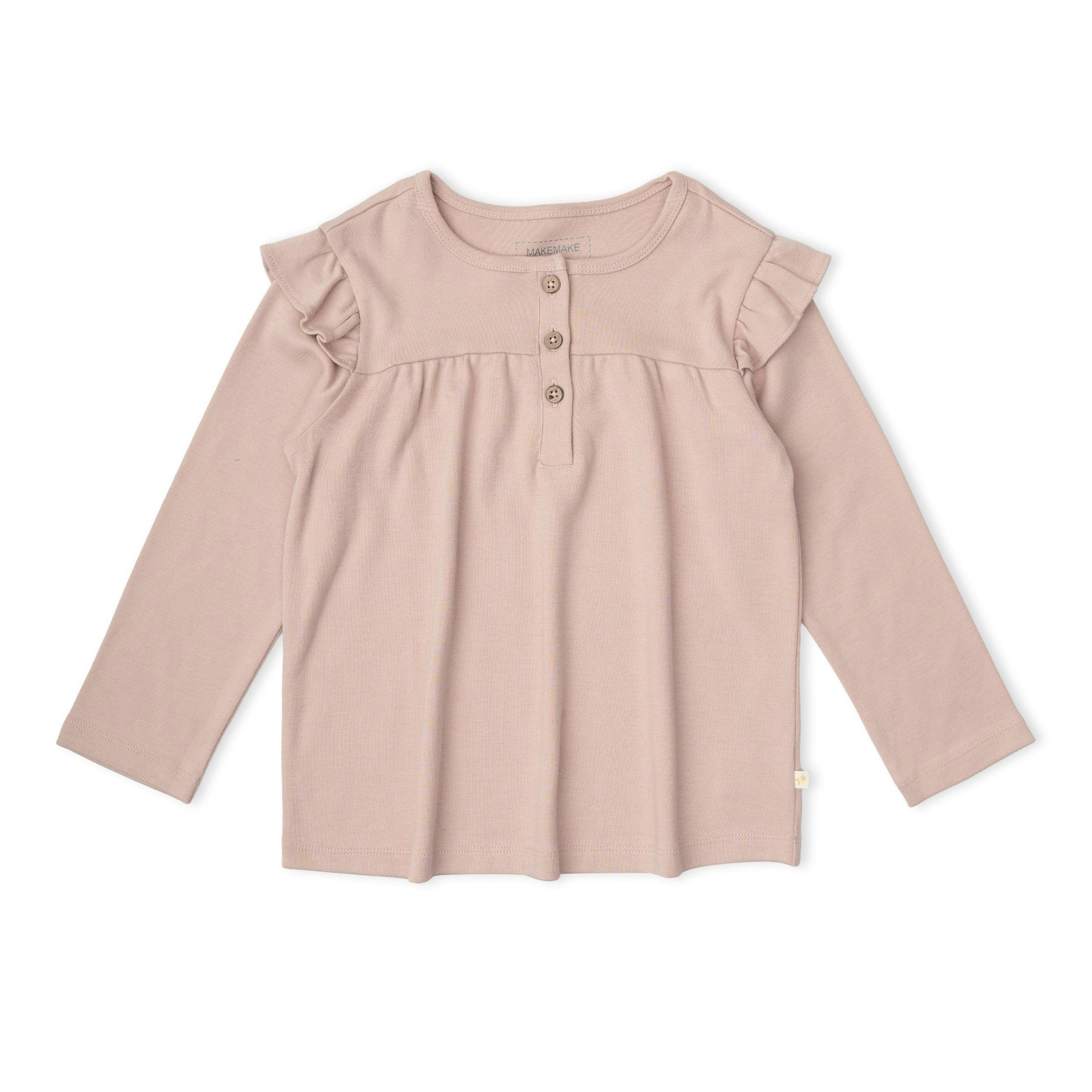 Organic Ruffle Sleeve Top Set of 2 - Petal Whispers + Dusty Rose