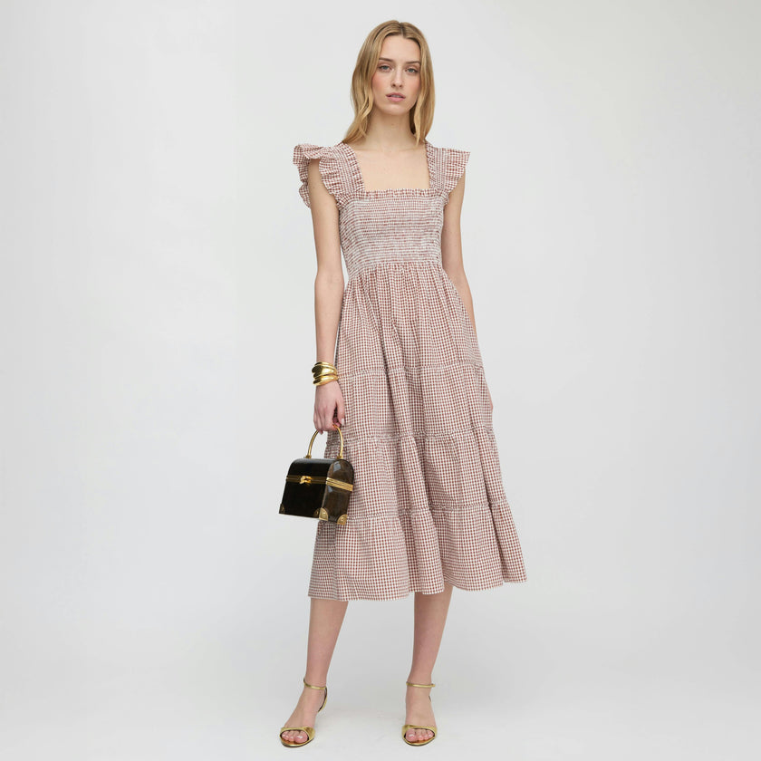 The Ellie Nap Dress - Cognac Gingham