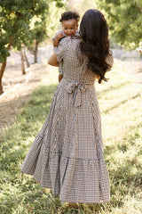 Connie Short Sleeve Dress in Chestnut Gingham