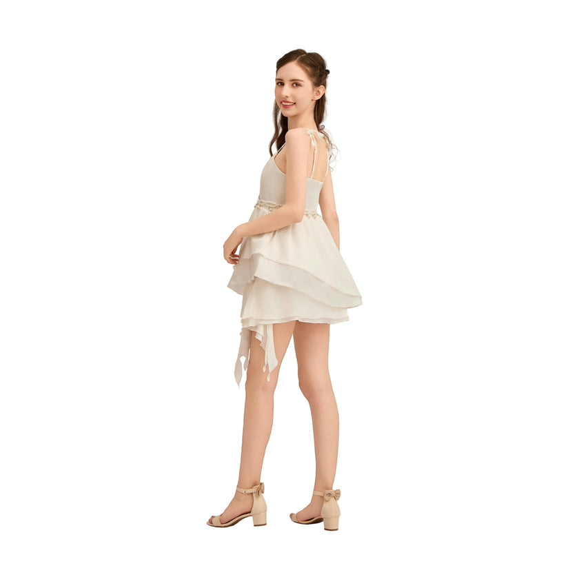 White Arneri Asymmetrical Sweetheart Dress
