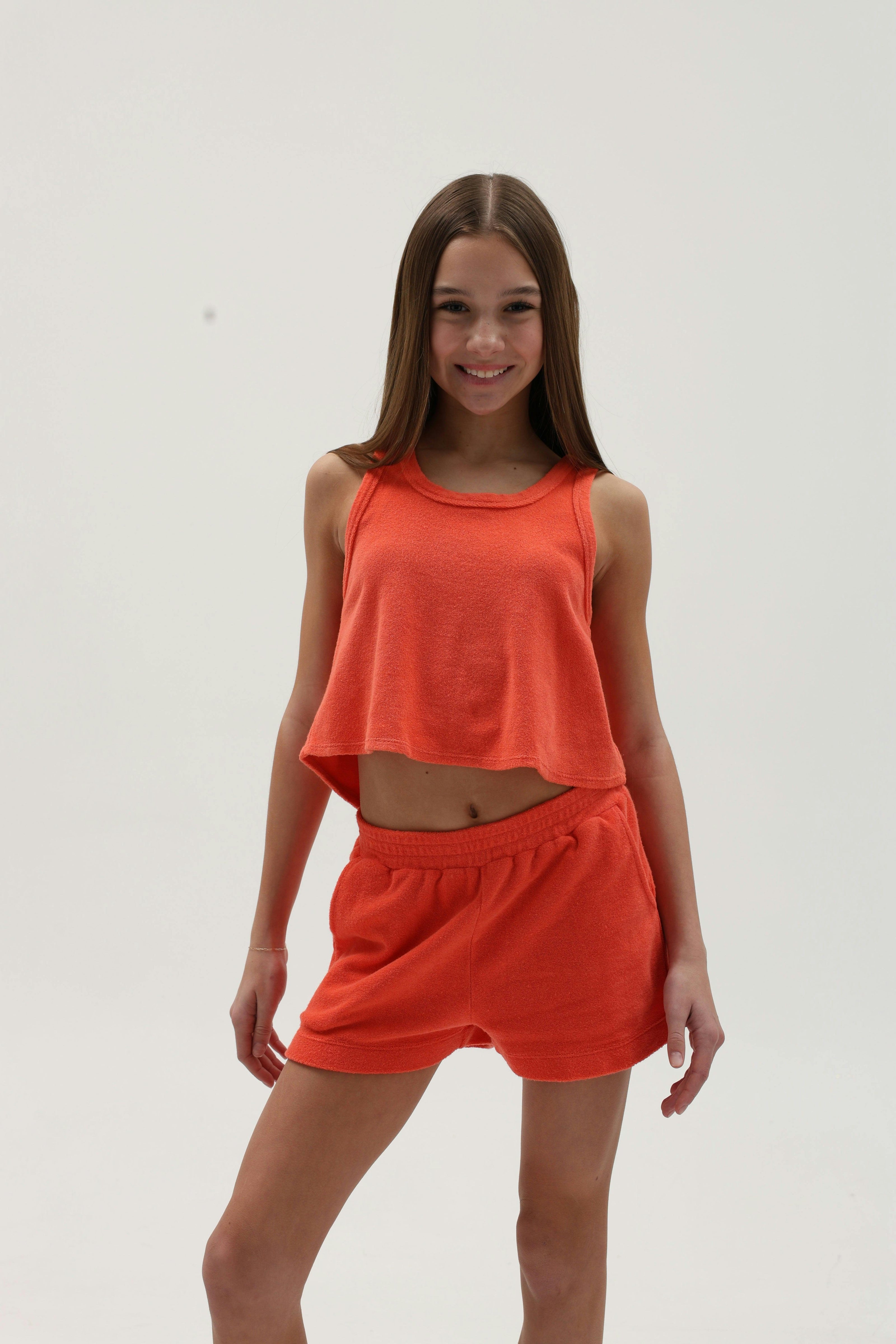 Terry Cloth Racerback Flutter Tank