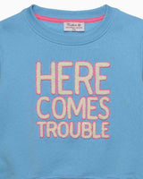 Here Comes Trouble Sweatshirt in Blue/Pink