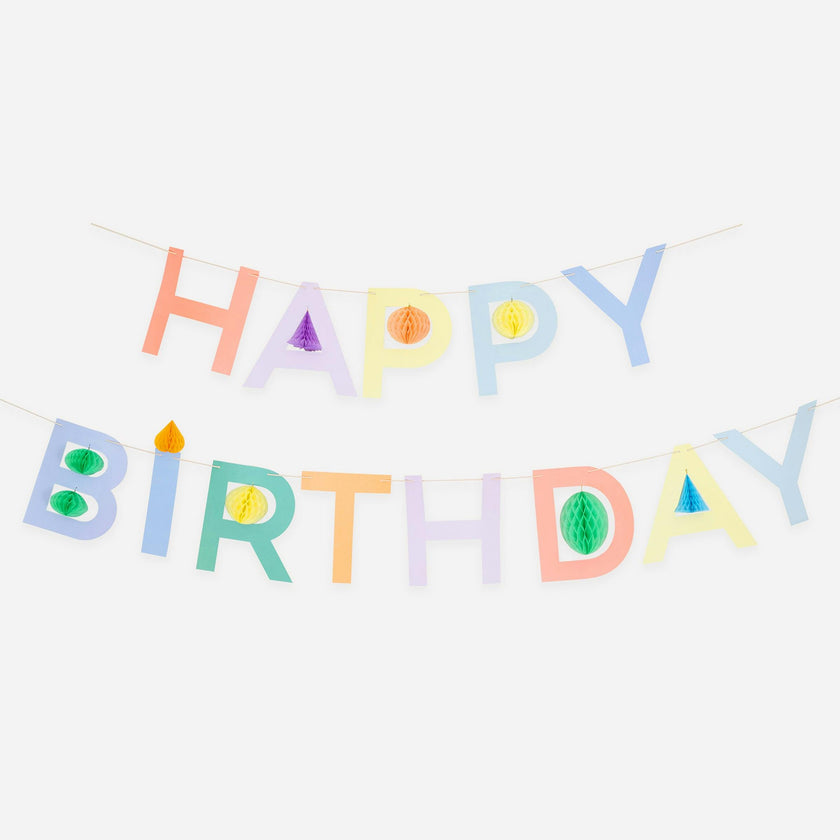 Honeycomb Happy Birthday Garland Set