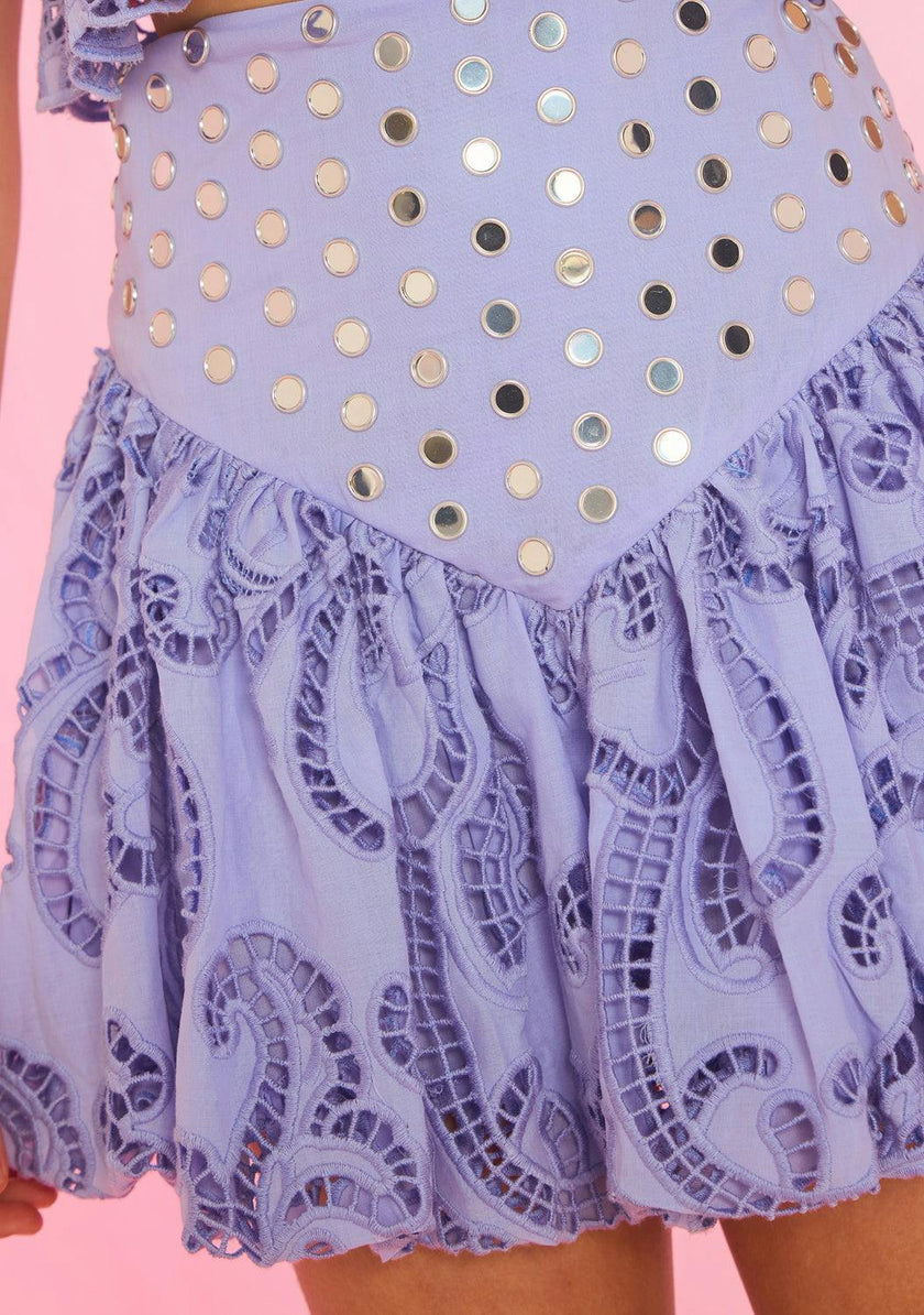 Luciana Embroidered Bubble Mini Skirt